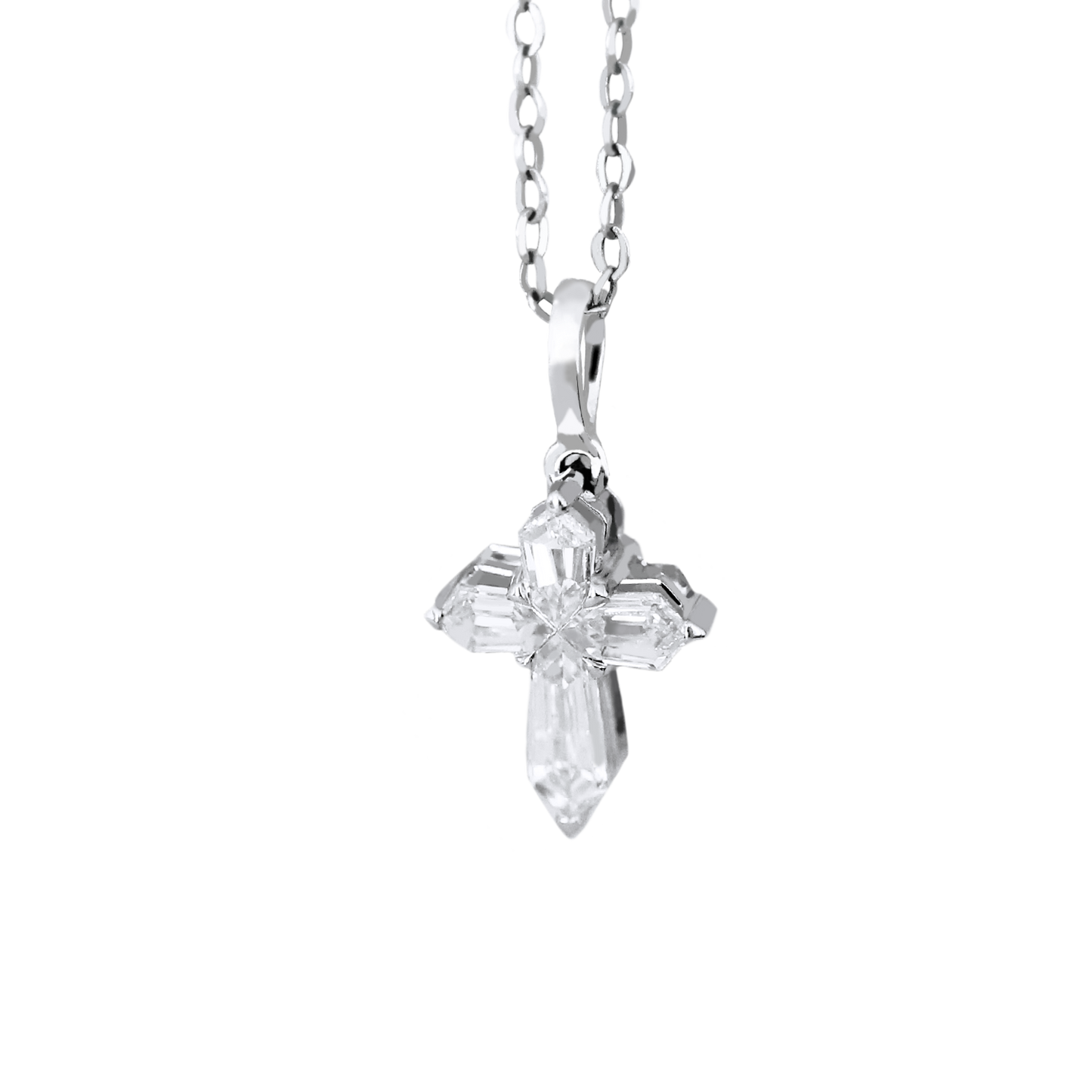 Christina - Pendentif Croix Or Blanc 0.5 ct (sans chaîne)