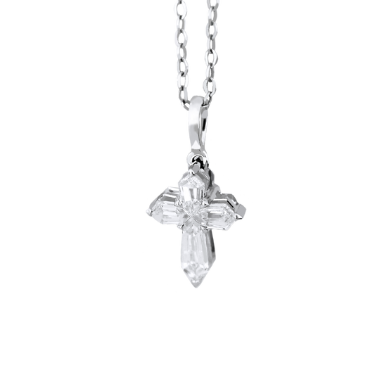 Christina - Pendentif Croix Or Blanc (sans chaîne)